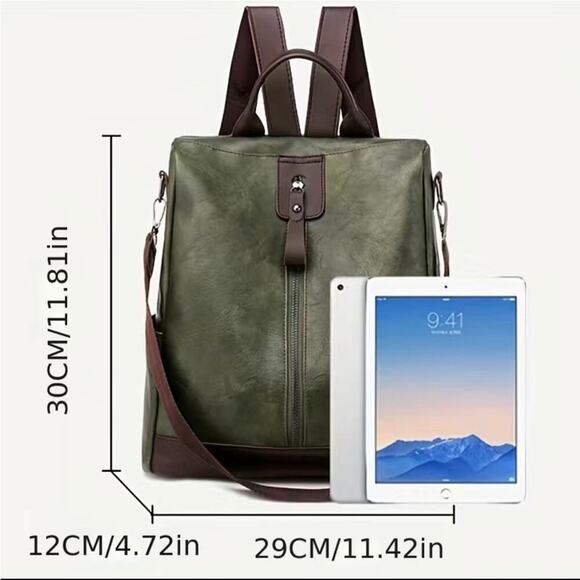 Vegan Leather Backpack One Shoulder Messenger Anti Theft Waterproof Travel main image 4